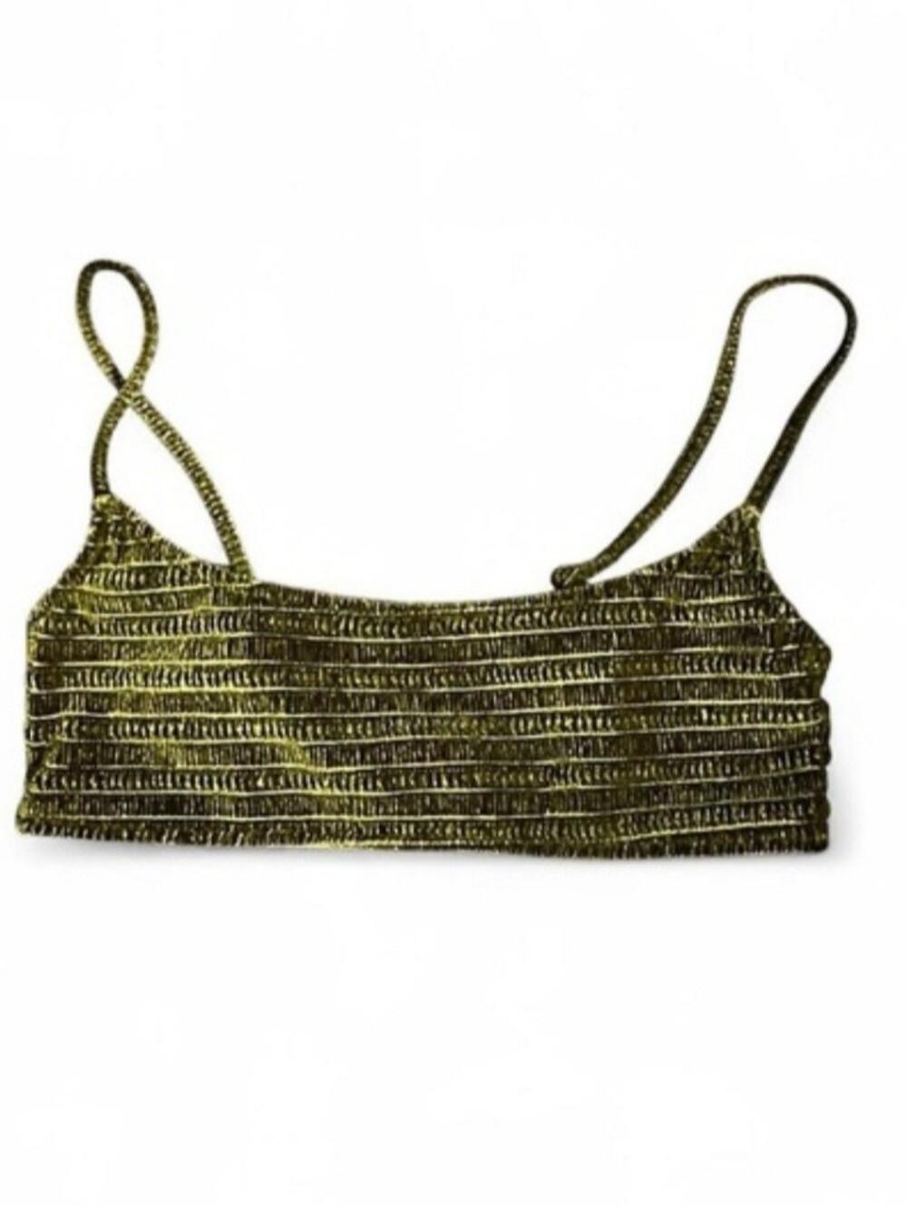 Triangl Olive Green Textured Velvet Tankini Bikini Top SMALL